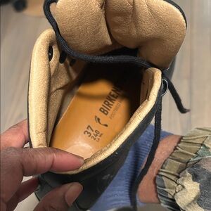 Birkenstock Black and Cream Footwear